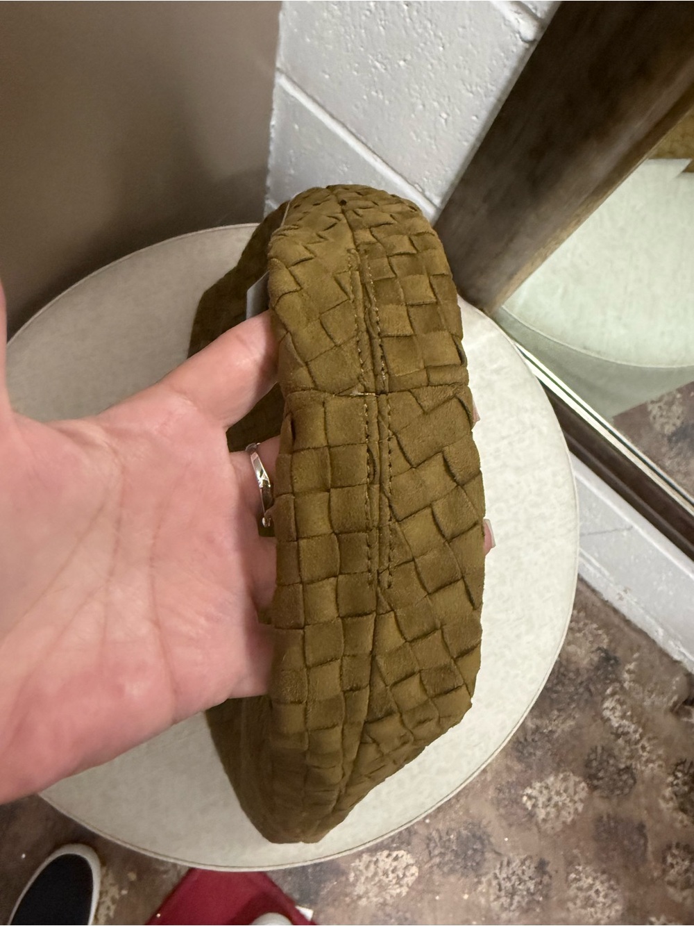 JW Pei Laura Woven Hobo Bag Olive Green Camel Faux Suede NWT - Picture 8 of 8